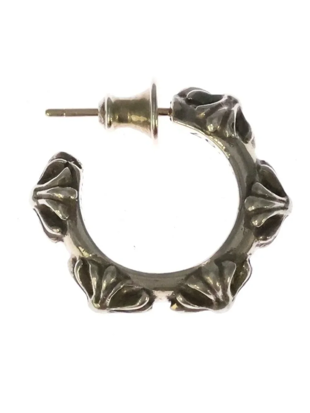 Chrome Hearts Hoop Cross Band Earrings Silver